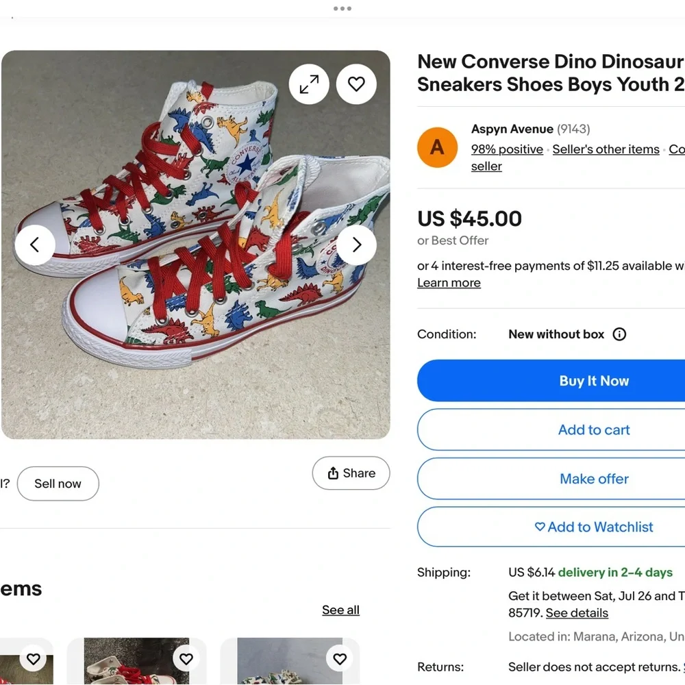 ‘Converse’ Dinoverse Lace-Up Jr Sneakers